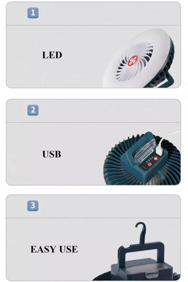 Briwind LED Waterproof Tent Fan Camping Lamp for Tents Portable USB Charging Fan Light Hiking Lamp